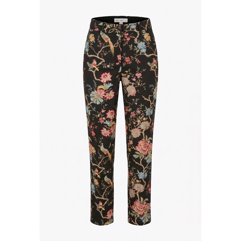 GP & J Baker x H&M Floral Bird Print Ankle Pants Black Multi Color Size 0